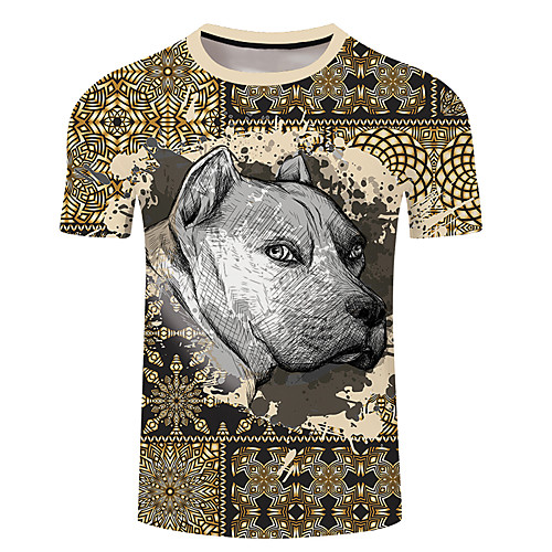 

Men's Unisex Tee T shirt 3D Print Dog Graphic Prints Plus Size 3D Print Short Sleeve Casual Tops Basic Designer Big and Tall Blushing Pink Light Brown Black