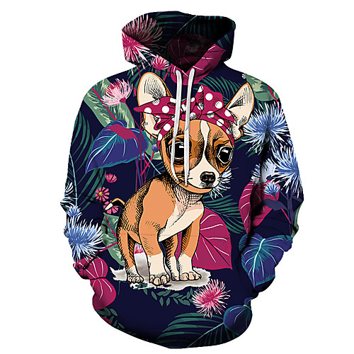 

Men's Unisex Plus Size Pullover Hoodie Sweatshirt Dog Graphic Prints Print Hooded Casual Daily Holiday 3D Print Basic Designer Hoodies Sweatshirts Long Sleeve Blue Fuchsia Gray