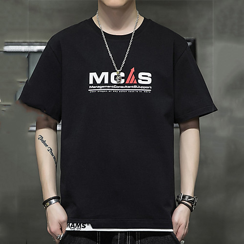 

Men's Unisex Tee T shirt Hot Stamping Graphic Prints Letter Plus Size Print Short Sleeve Casual Tops Cotton Basic Fashion Designer Big and Tall Black Dark Gray