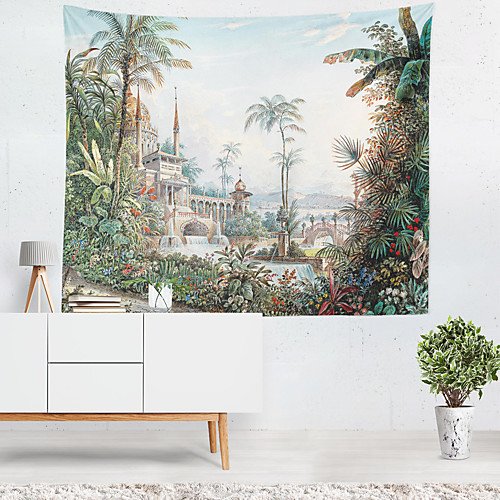

Forest Tree Castle Wall Tapestry Art Decor Blanket Curtain Hanging Home Bedroom Living Room Decoration Polyester