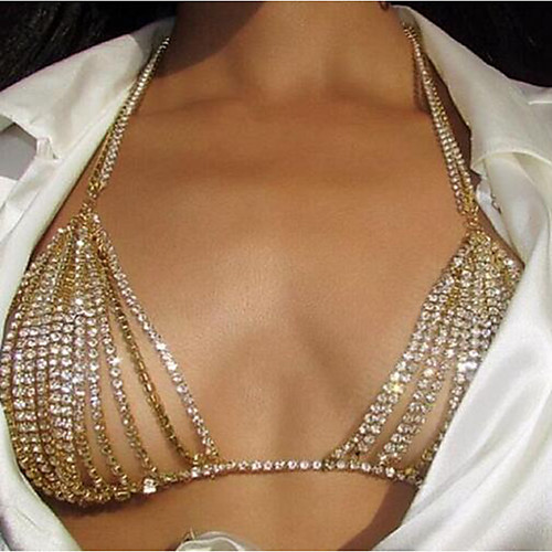 

Body Chain Trendy Women's Body Jewelry For Masquerade Bikini Rhinestone Alloy Silver Gold 1pc