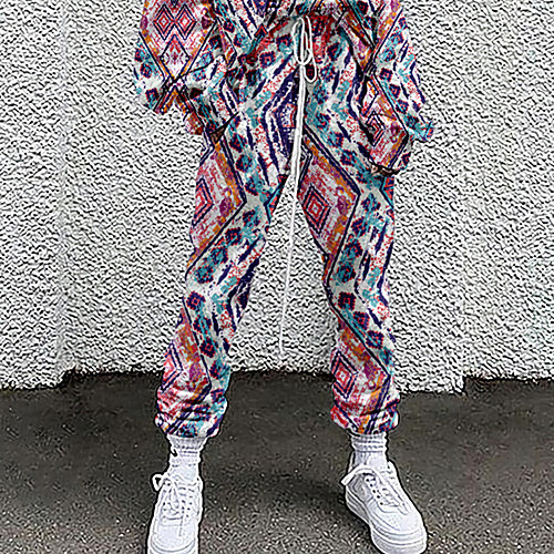 

Women's Sporty Fashion Comfort Daily Weekend Sweatpants Pants Plants Flamingo Full Length Pocket Elastic Drawstring Design Print Purple Yellow