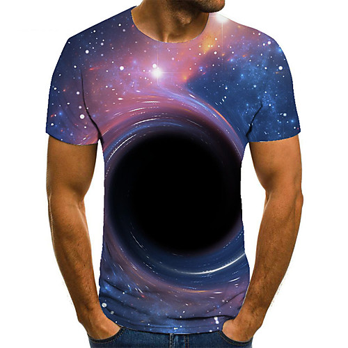 

Men's Unisex Tee T shirt 3D Print Graphic Prints Interstellar Plus Size Print Short Sleeve Casual Tops Basic Fashion Designer Big and Tall Blue