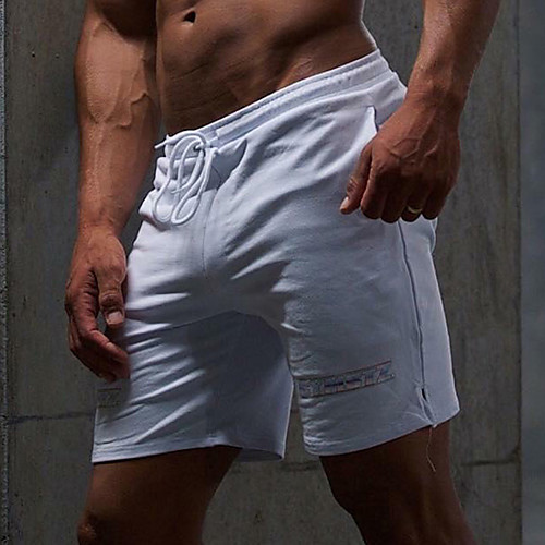 

Men's Casual / Sporty Streetwear Breathable Soft Daily Sports Chinos Shorts Pants Letter Knee Length Drawstring Elastic Waist White Black