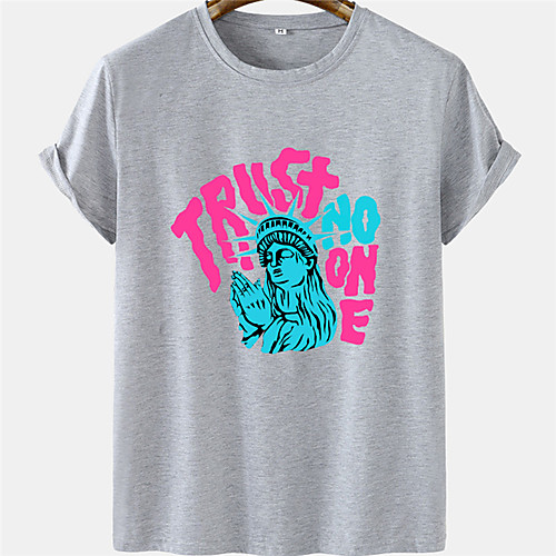 

Men's Unisex Tee T shirt Hot Stamping Graphic Prints Statue Letter Plus Size Short Sleeve Casual Tops 100% Cotton Basic Designer Big and Tall White Black Gray