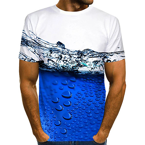 

Men's Unisex Tee T shirt 3D Print Graphic Prints Running water Plus Size Print Short Sleeve Casual Tops Basic Fashion Designer Big and Tall Blue