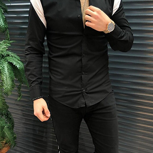 

Men's Shirt Solid Color Button-Down Long Sleeve Casual Tops Lightweight Casual Fashion Breathable White Black Blue