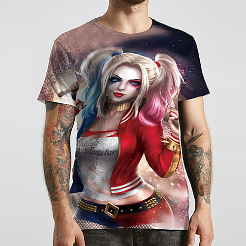 

Men's Unisex Tee T shirt 3D Print Graphic Prints Human Plus Size Print Short Sleeve Casual Tops Basic Designer Big and Tall Red