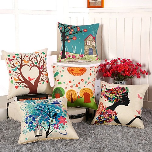 

Double Side Cushion Cover 1PC Faux Linen Soft Decorative Square Throw Pillow Cover Cushion Case Pillowcase for Sofa Bedroom Superior Quality Machine Washable