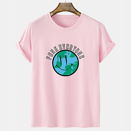

Men's Unisex Tee T shirt Hot Stamping Graphic Prints Earth Letter Short Sleeve Casual Tops 100% Cotton Basic Fashion Designer Comfortable Blue Yellow Blushing Pink