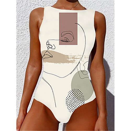 

Women's One Piece Monokini Swimsuit Tummy Control Slim Dot White Swimwear Strap Bathing Suits New Casual Sexy / Padded Bras / Beach