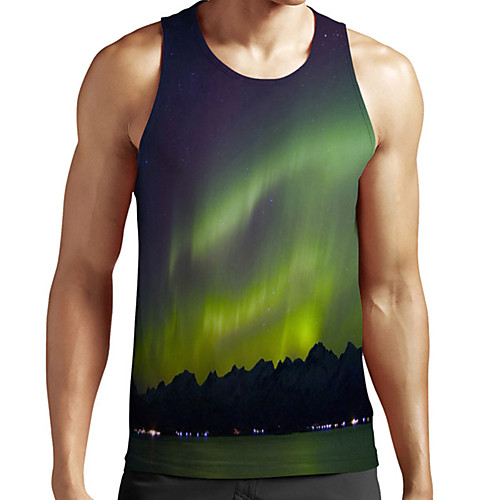 

Men's Unisex Tank Top Undershirt 3D Print Scenery Graphic Prints Plus Size Print Sleeveless Casual Tops Basic Fashion Designer Breathable Green