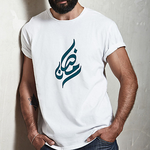 

Men's Unisex Tee T shirt Hot Stamping Symbol Graphic Prints Plus Size Print Short Sleeve Casual Tops Cotton Basic Fashion Designer Big and Tall White
