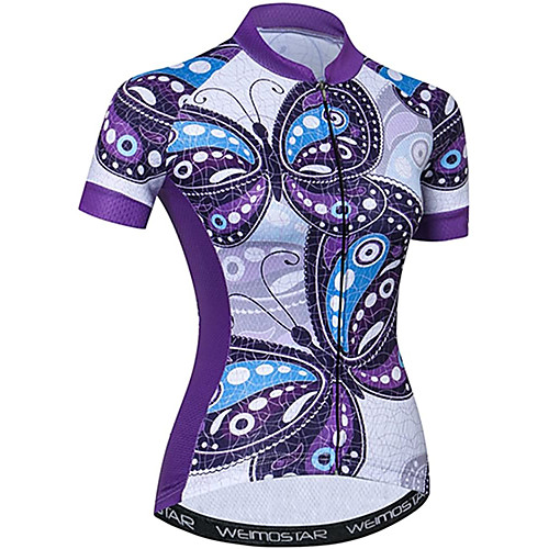 

21Grams Women's Short Sleeve Cycling Jersey Summer Spandex Polyester Violet Butterfly Bike Jersey Top Mountain Bike MTB Road Bike Cycling Quick Dry Moisture Wicking Breathable Sports Clothing Apparel
