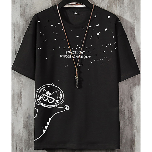 

Men's Unisex Tee T shirt Hot Stamping Graphic Prints Alien Plus Size Print Short Sleeve Casual Tops Cotton Basic Designer Big and Tall White Black
