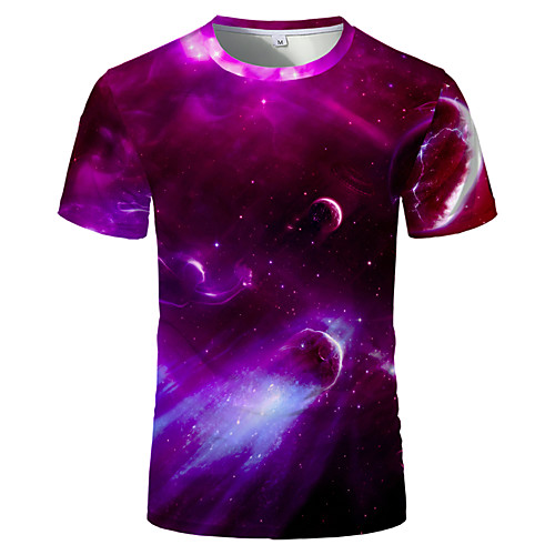 

Men's T shirt Shirt 3D Print Graphic 3D Plus Size Print Short Sleeve Daily Tops Elegant Exaggerated Round Neck Blue Purple Green