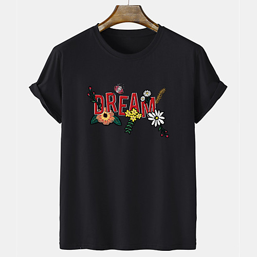 

Men's Unisex Tee T shirt Hot Stamping Floral Graphic Prints Letter Short Sleeve Casual Tops 100% Cotton Basic Fashion Designer Comfortable White Black Gray