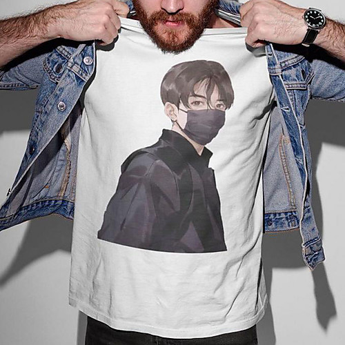

Men's Unisex Tee T shirt Hot Stamping Graphic Prints Portrait Plus Size Print Short Sleeve Casual Tops Cotton Basic Fashion Designer Big and Tall White