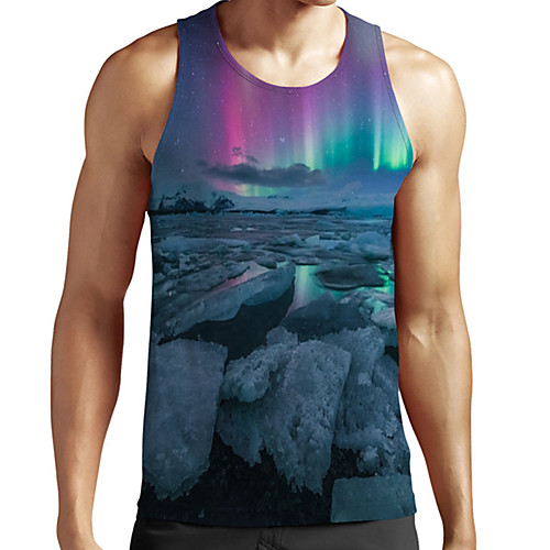 

Men's Unisex Tank Top Undershirt 3D Print Scenery Graphic Prints Plus Size Print Sleeveless Casual Tops Basic Fashion Designer Breathable Blue