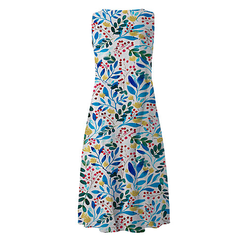 

Women's Shift Dress Midi Dress Sky Blue Sleeveless Solid Color Summer Chic & Modern 2021 S M L XL 2XL 3XL