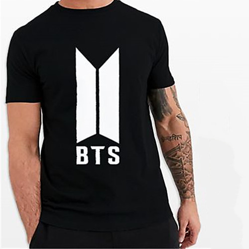 

Men's Unisex Tee T shirt Hot Stamping Graphic Prints Letter Plus Size Print Short Sleeve Casual Tops Cotton Basic Fashion Designer Big and Tall Black
