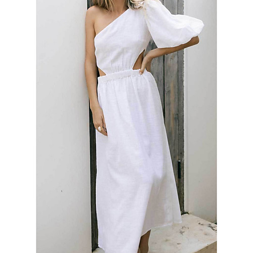 

Women's Ordinary Off Shoulder White Light Green Jumpsuit Solid Colored Patchwork