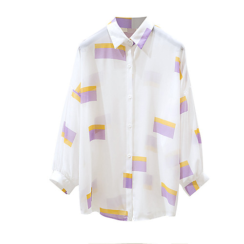 

Women's Coat Casual / Daily Summer Regular Coat Shirt Collar Regular Fit Casual Jacket Pattern Others Purple Orange