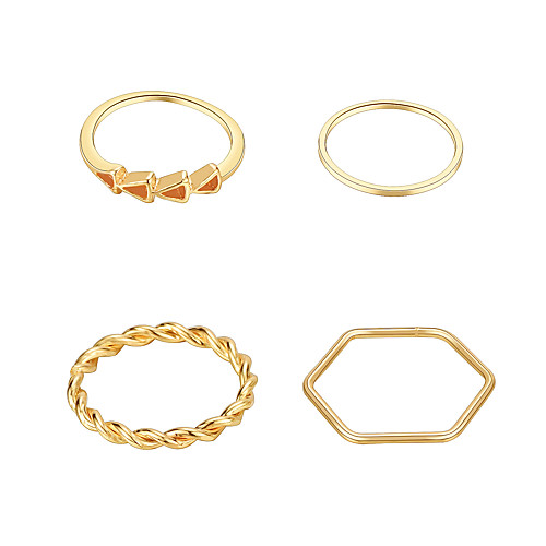 

4pcs Ring Set Gold Alloy European Sweet 4pcs One Size