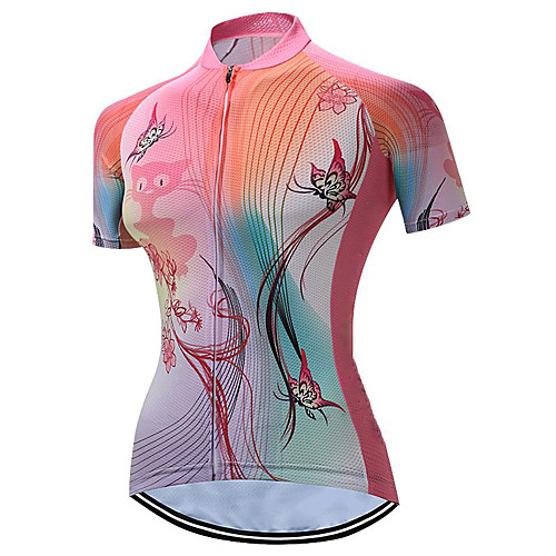 

21Grams Women's Short Sleeve Cycling Jersey Summer Spandex Polyester Pink Bike Jersey Top Mountain Bike MTB Road Bike Cycling Quick Dry Moisture Wicking Breathable Sports Clothing Apparel / Stretchy