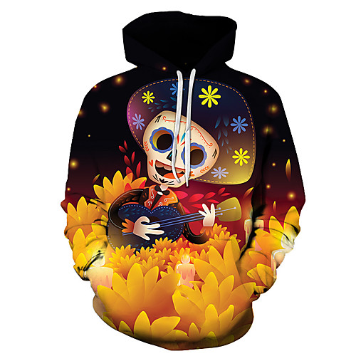 

Men's Unisex Plus Size Pullover Hoodie Sweatshirt Graphic Prints Skull Print Hooded Casual Daily Holiday 3D Print Basic Designer Hoodies Sweatshirts Long Sleeve Wine Red Yellow Gray