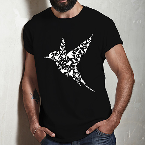 

Men's Unisex Tee T shirt Hot Stamping Graphic Prints Bird Plus Size Print Short Sleeve Casual Tops Cotton Basic Fashion Designer Big and Tall Black