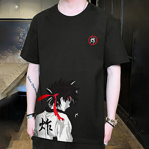 

Men's Unisex Tee T shirt Hot Stamping Graphic Prints Human Plus Size Print Short Sleeve Casual Tops Cotton Basic Fashion Designer Big and Tall White Black Beige
