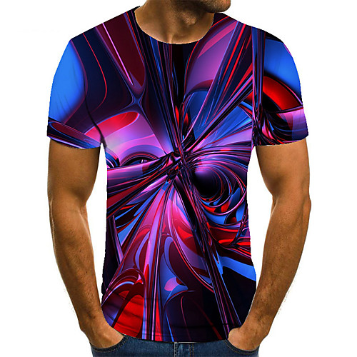 

Men's Unisex Tee T shirt 3D Print Abstract Graphic Prints Plus Size Print Short Sleeve Casual Tops Basic Fashion Designer Big and Tall Blue