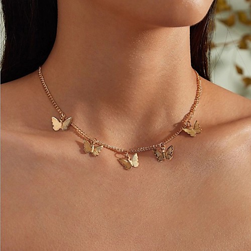 

Butterfly Choker Necklace Drop Butterfly Simple Fashion European Sweet Alloy Gold 40-50 cm Necklace Jewelry 1pc For Anniversary Street Prom Birthday Party Festival