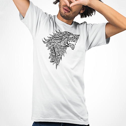 

Men's Unisex Tee T shirt Hot Stamping Graphic Prints Wolf Plus Size Print Short Sleeve Casual Tops Cotton Basic Designer Cool Big and Tall White