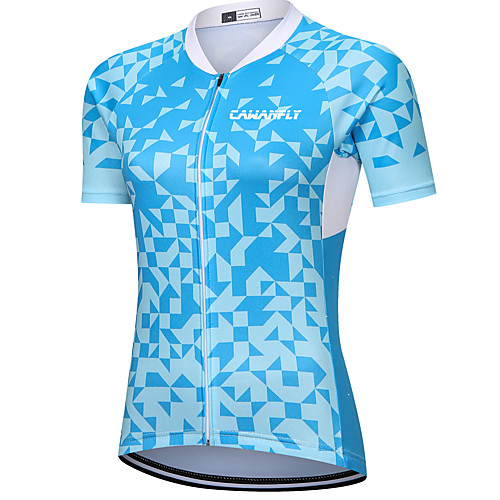 

CAWANFLY Women's Short Sleeve Cycling Jersey Summer Sky Blue Bike Jersey Top Mountain Bike MTB Road Bike Cycling Quick Dry Sports Clothing Apparel