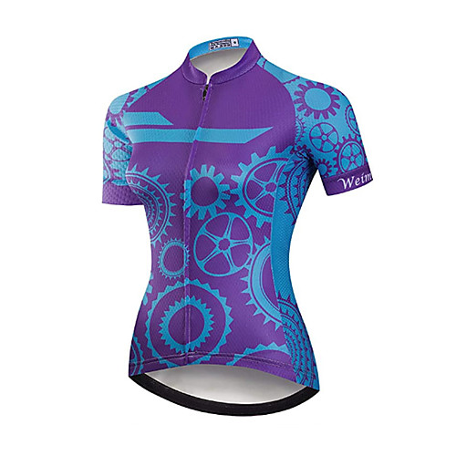 

21Grams Women's Short Sleeve Cycling Jersey Summer Spandex Polyester Purple Gear Bike Jersey Top Mountain Bike MTB Road Bike Cycling Quick Dry Moisture Wicking Breathable Sports Clothing Apparel