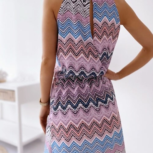 

Women's A Line Dress Short Mini Dress Blue Red Sleeveless Pattern Summer Casual 2021 S M L XL XXL