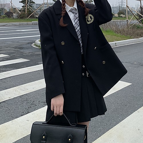 

Women's Coat Daily Wear Spring Summer Regular Coat Regular Fit Casual / Daily Jacket Solid Color Others Plaid-half skirt Plaid-small suit (with shoulder pads)