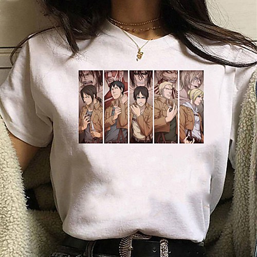 

Inspired by Attack on Titan Cosplay Anime Cartoon Polyester / Cotton Blend Print Harajuku Graphic Kawaii T-shirt For Women's / Men's