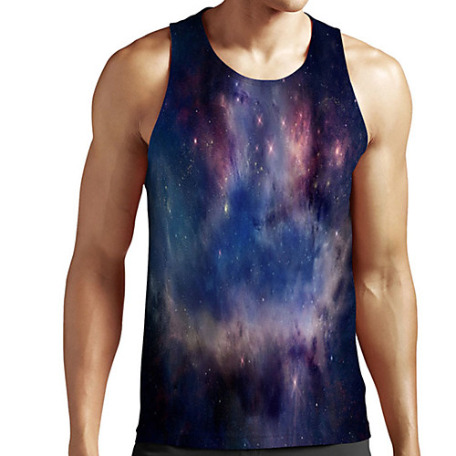 

Men's Unisex Tank Top Undershirt 3D Print Galaxy Graphic Prints Plus Size Print Sleeveless Casual Tops Basic Designer Big and Tall Black