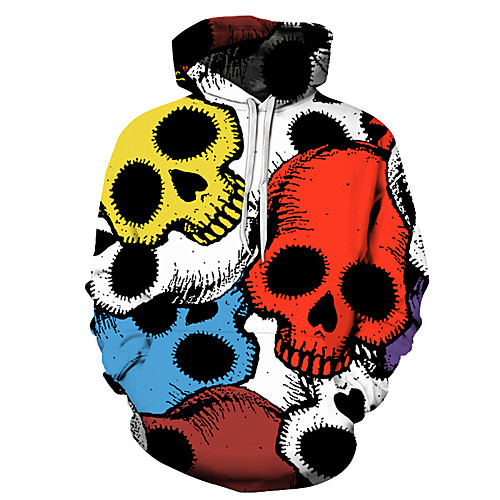 

Men's Unisex Plus Size Pullover Hoodie Sweatshirt Graphic Prints Skull Print Hooded Casual Daily Holiday 3D Print Basic Designer Hoodies Sweatshirts Long Sleeve Blue Rainbow White