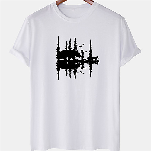 

Men's Unisex Tee T shirt Hot Stamping Graphic Prints Landscape Plus Size Short Sleeve Casual Tops 100% Cotton Basic Designer Big and Tall White Blue Yellow