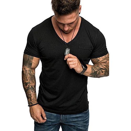 

Men's T shirt non-printing Plain Short Sleeve Daily Tops Cotton Simple White Black Dark Gray