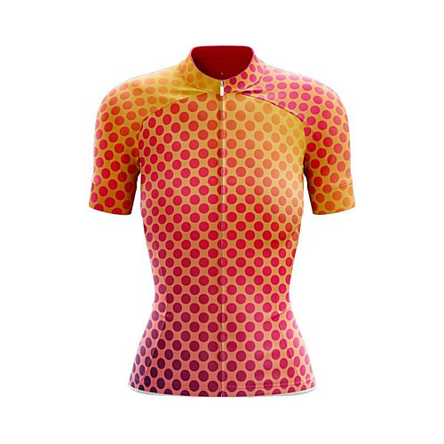 

21Grams Women's Short Sleeve Cycling Jersey Summer Spandex Polyester Red / Yellow Gradient 3D Bike Jersey Top Mountain Bike MTB Road Bike Cycling Breathable Back Pocket Sports Clothing Apparel