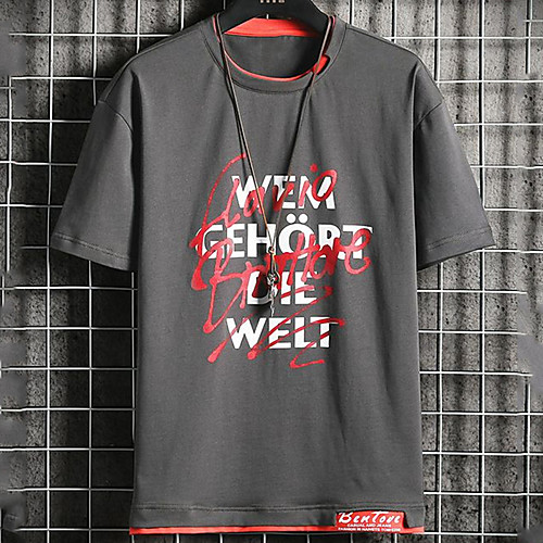 

Men's Unisex Tee T shirt Hot Stamping Graphic Prints Letter Plus Size Print Short Sleeve Casual Tops Cotton Basic Fashion Designer Big and Tall White Dark Gray