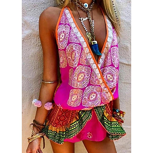 

Women's Strap Dress Short Mini Dress Blue Purple Green Orange Sleeveless Print Print Summer Elegant Casual 2021 S M L XL XXL 3XL