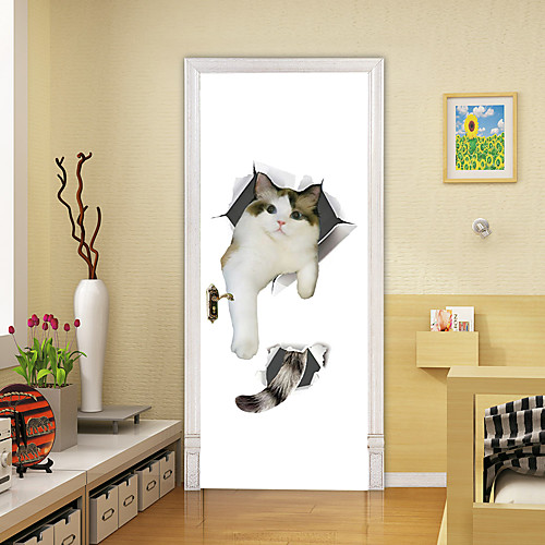 

2pcs Self-adhesive Creative Cat Door Stickers For Living Room Diy Decorative Home Waterproof Wall Stickers