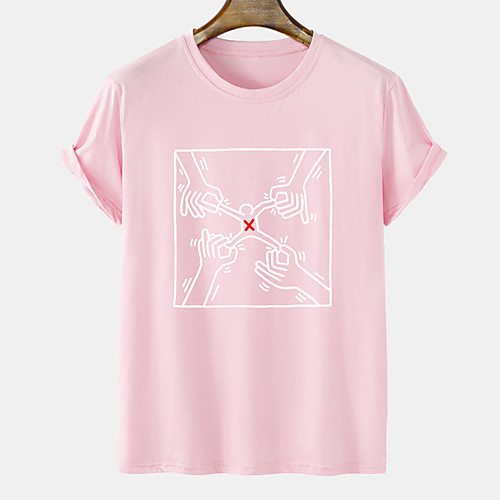 

Men's Unisex Tee T shirt Hot Stamping Graphic Prints Hand Plus Size Short Sleeve Casual Tops 100% Cotton Basic Fashion Designer Comfortable Blue Blushing Pink Orange