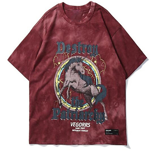 

Men's Unisex Tee T shirt 3D Print Graphic Prints Horse Plus Size Print Short Sleeve Casual Tops Cotton Basic Designer Big and Tall Wine Black